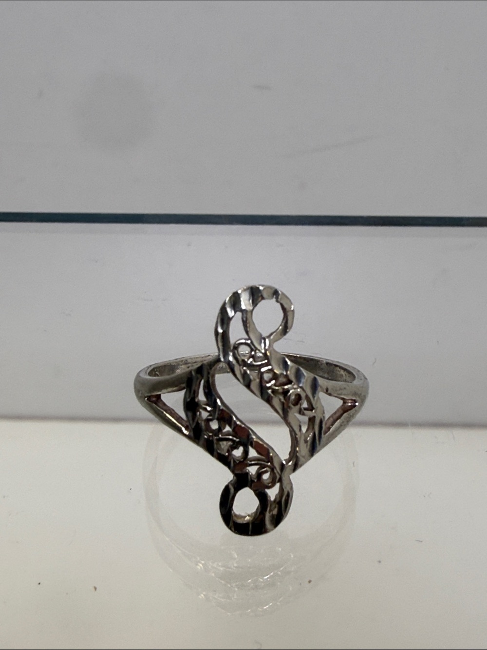Intricate 925 Silver Swirl Filigree Ring - Size 5
